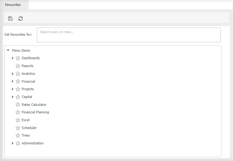 favourites gloablly set